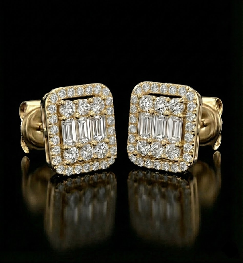 Kolczyki Baguette S925 Złoto